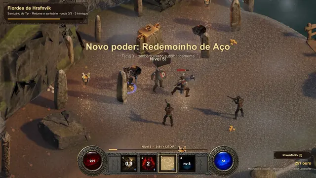 O guerreiro aprende o Redemoinho de Aço no meio de um combate no santuário.